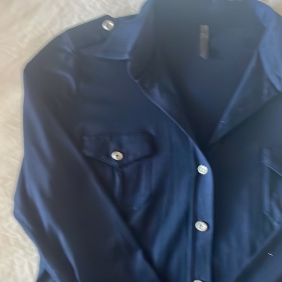 Josh Goot navy blue Button down long sleeve shirt size M - Picture 4 of 8